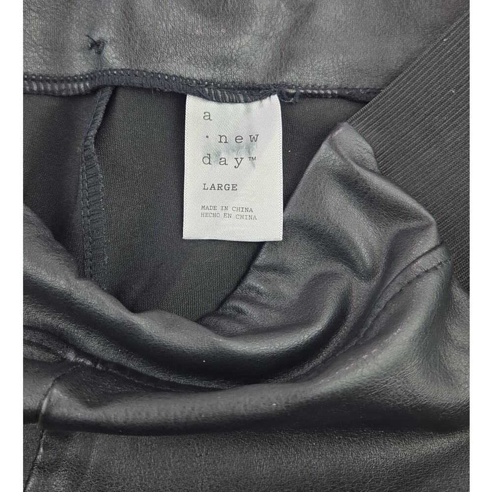 A New Day | Black Faux Leather High Waisted Leggings | Size Large - Picture 5 of 6